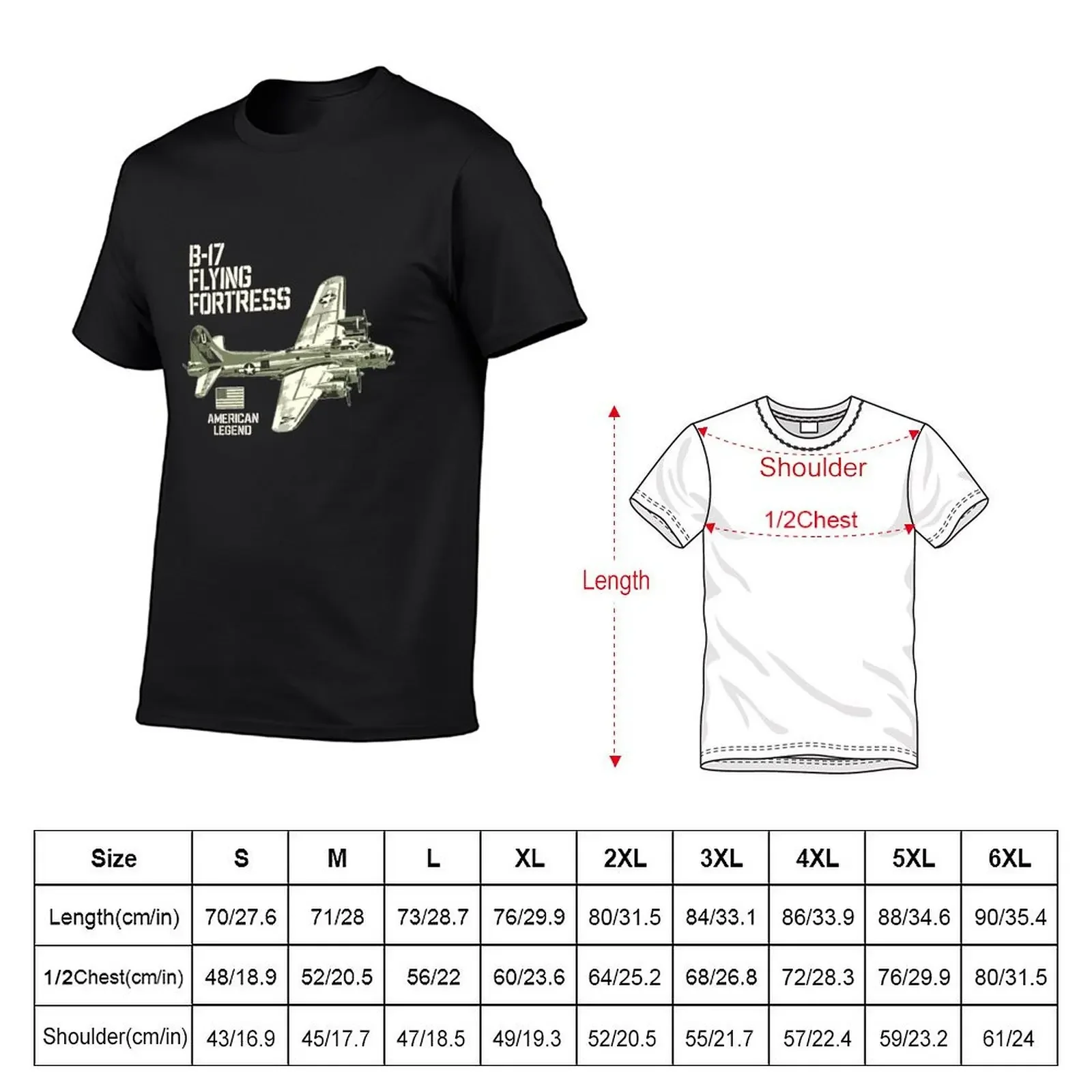 B-17 Flying Fortress Aircraft USAF Plane American Legend T-Shirt summer top Personalized t-shirt plain T-shirts for men cotton