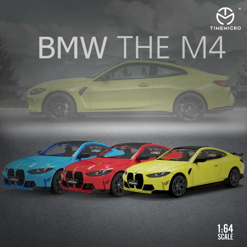 TIME MICRO 1/64 Dream Series BMW M4 Yellow Car Alloy Toys Motor Vehicle Diecast Metal Model Kids Xmas Gift Toys for Boys