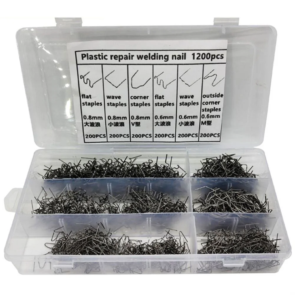 

Repair Box Staples 1200/1800/3000 Pieces 6 Stud Type Carbon Steel Wire For Bumper For Large Cracks Bending Silver