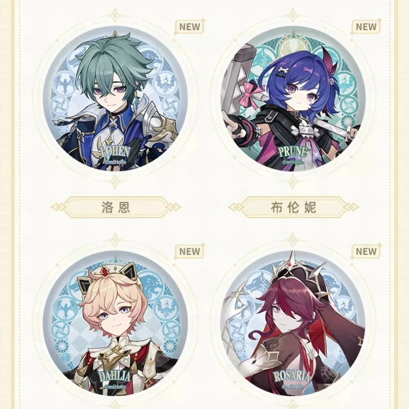 Insignias de personajes de la serie Genshin Impact Mondstadt, insignias de lata de Lohen Prune, copia oficial legal, regalos exquisitos de anime