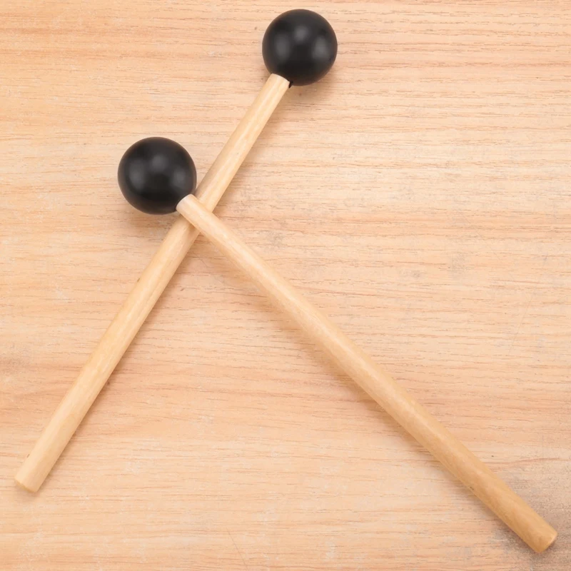 2 ชิ้นยางนุ่มหัว Sticks ไม้ Handle Bell Mallets สําหรับ Glockenspiel ระนาด Bell เครื่องดนตรีอะไหล่