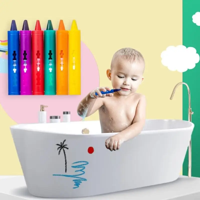 6 Color Easy to Grip Crayon Washable with Pen Holder For Kids Toddler Aged 3 Doodling Art Drawing and Coloring
