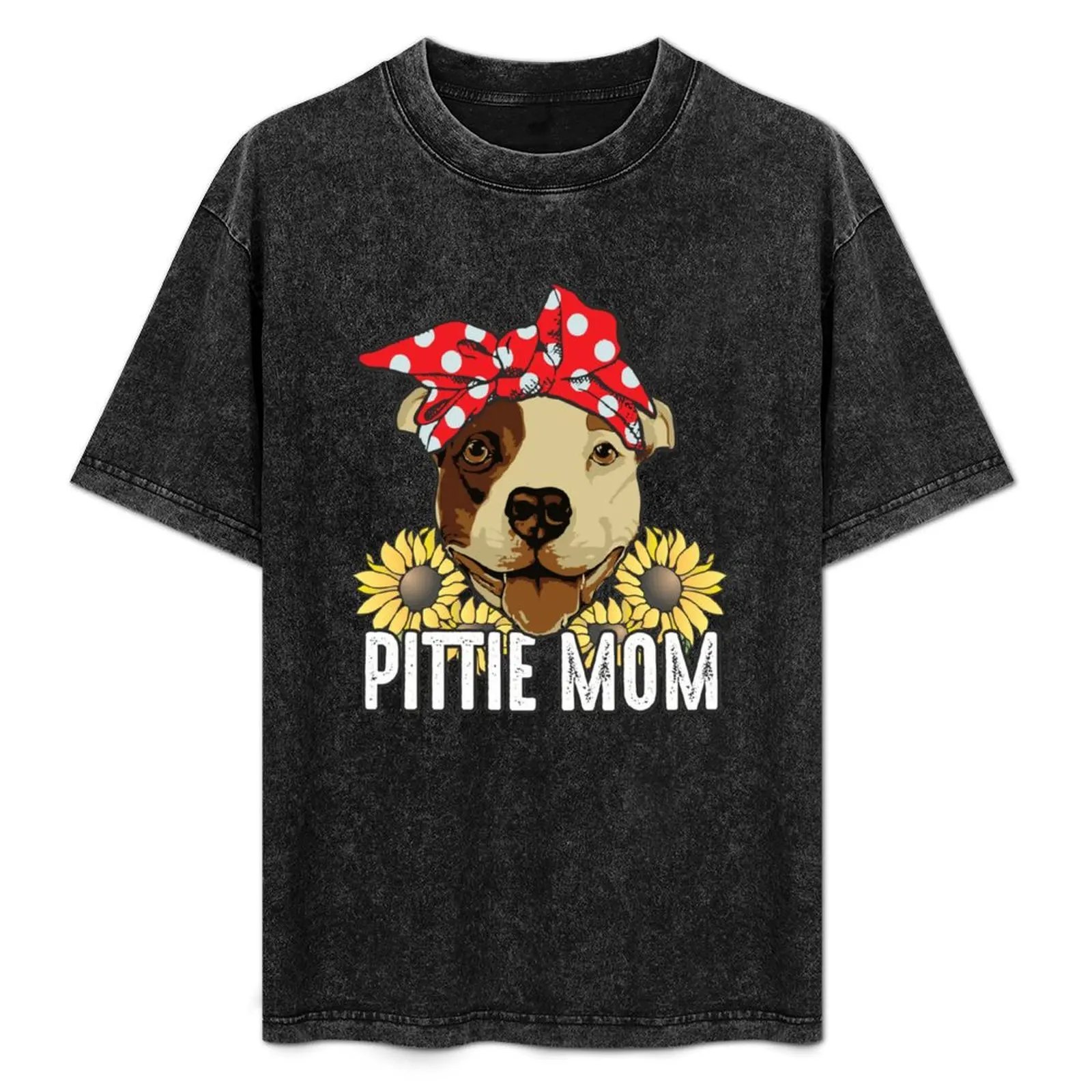 Pittie Mom Sunflower Red Bandana PitBull Lover Gifts Camiseta con gráfico minimalista