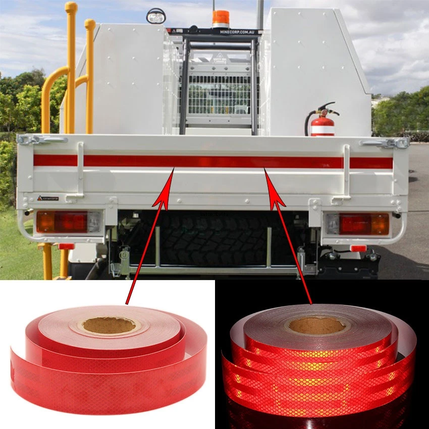 5 cm * 5 m PET Rode Reflecterende Stickers Conspicuity Tapes Waterdichte Reflectoren Strips Voor Motor Fiets Vrachtwagens Trailer