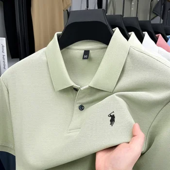 100% pure cotton high-end brand men's short sleeve polo shirt 2026 summer luxury fashion pony embroidery golf top casual T-shirt 6