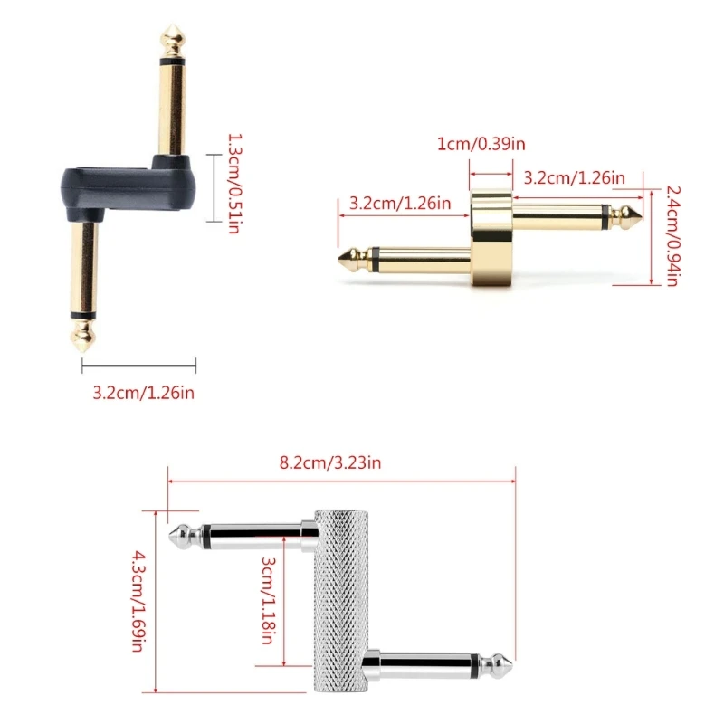 3 Pack Pedal Coupler 6.35mm 1/4\'\' Male to Male Coupler Plug Adapter Type Connector for Guitar Effects Pedalboard