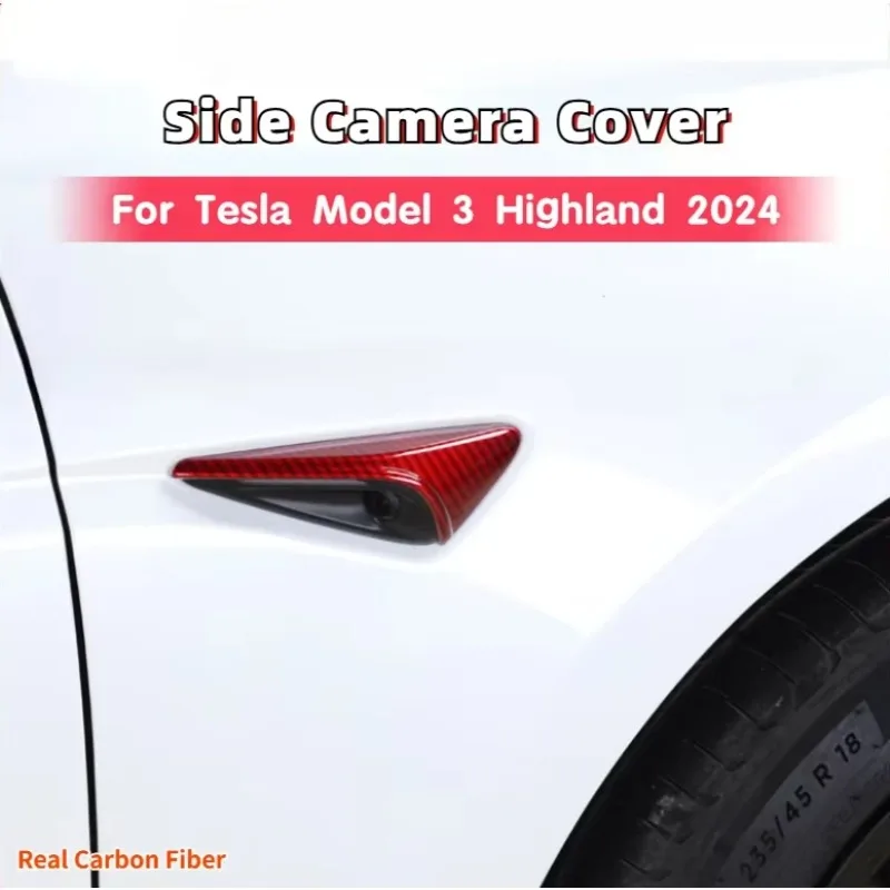 

Накладка на боковую камеру из настоящего углеродного волокна для Tesla Model 3 Highland 2025, накладка на указатель поворота HW4.0, наклейка на доску листьев, аксессуары