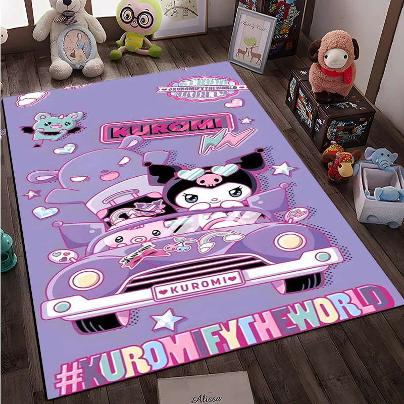 Sanrio Kuromi Anime Large Area Rug 3D Carpet for Living Room Kids Bedroom Sofa Kitchen Kids Decorate Children Non-slip Floor Mat