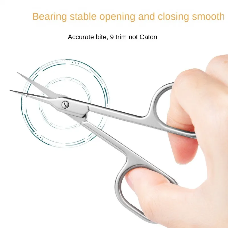 1-8pc Russian Manicure Scissors Cuticle Regrowth Cut Curved Tip Nail Cut Grooming Professional Stainless Steel Dead Skin Remover