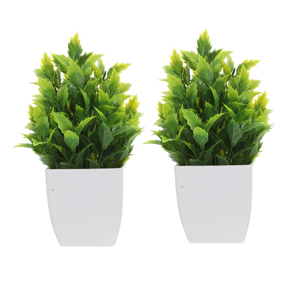 

2Pcs Artificial Bonsai Trees Small Fake Plants Indoor Home Decor Desktop Faux Greenery for Shelf Office Decoration