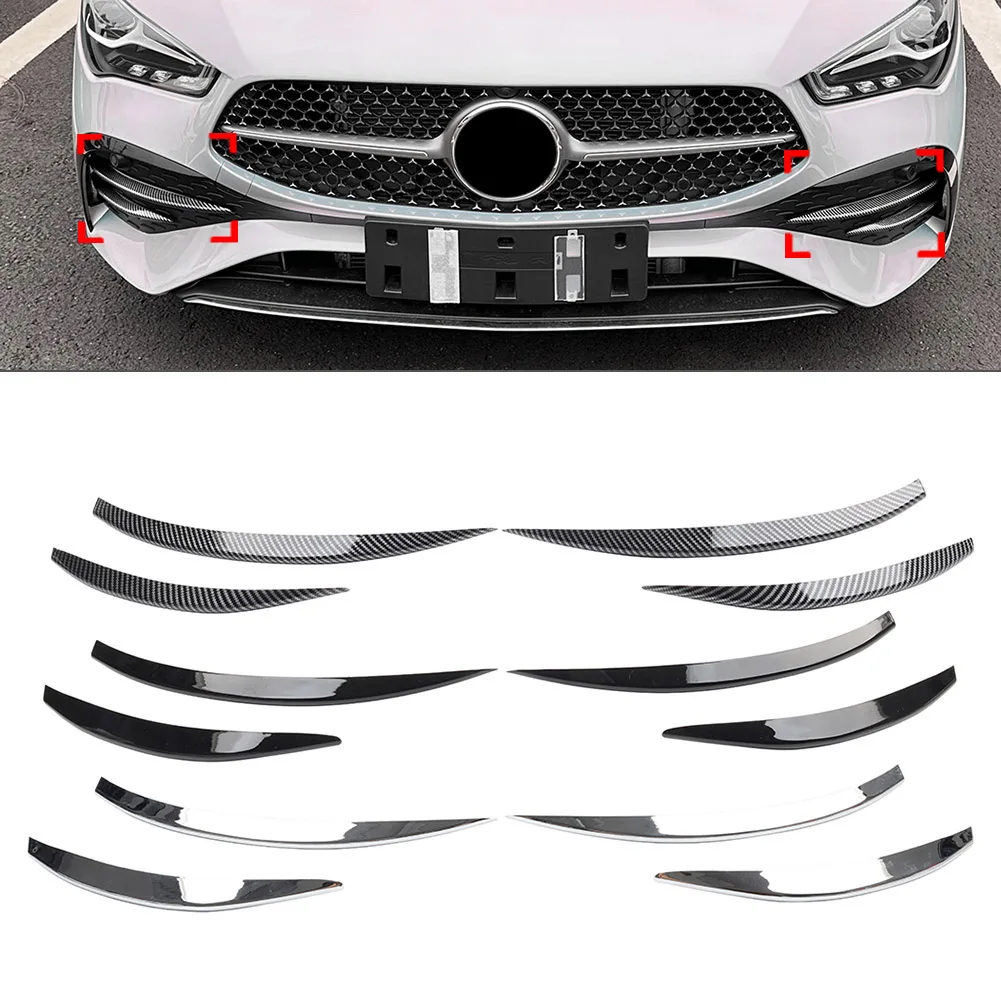 4Pcs Car Front Bumper Fog Light Grille Strips Trim Decoration For Mercedes Benz CLA Class C118 X118 2023-2024