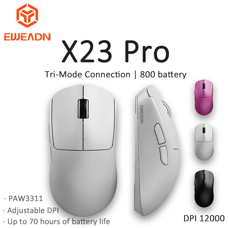 

EWEADN X23 PRO Wireless Gaming Mouse for Esports - Triple Mode (2.4GHz/USB-C/Bluetooth), DPI 12000,PAW3311, for PC & Laptop