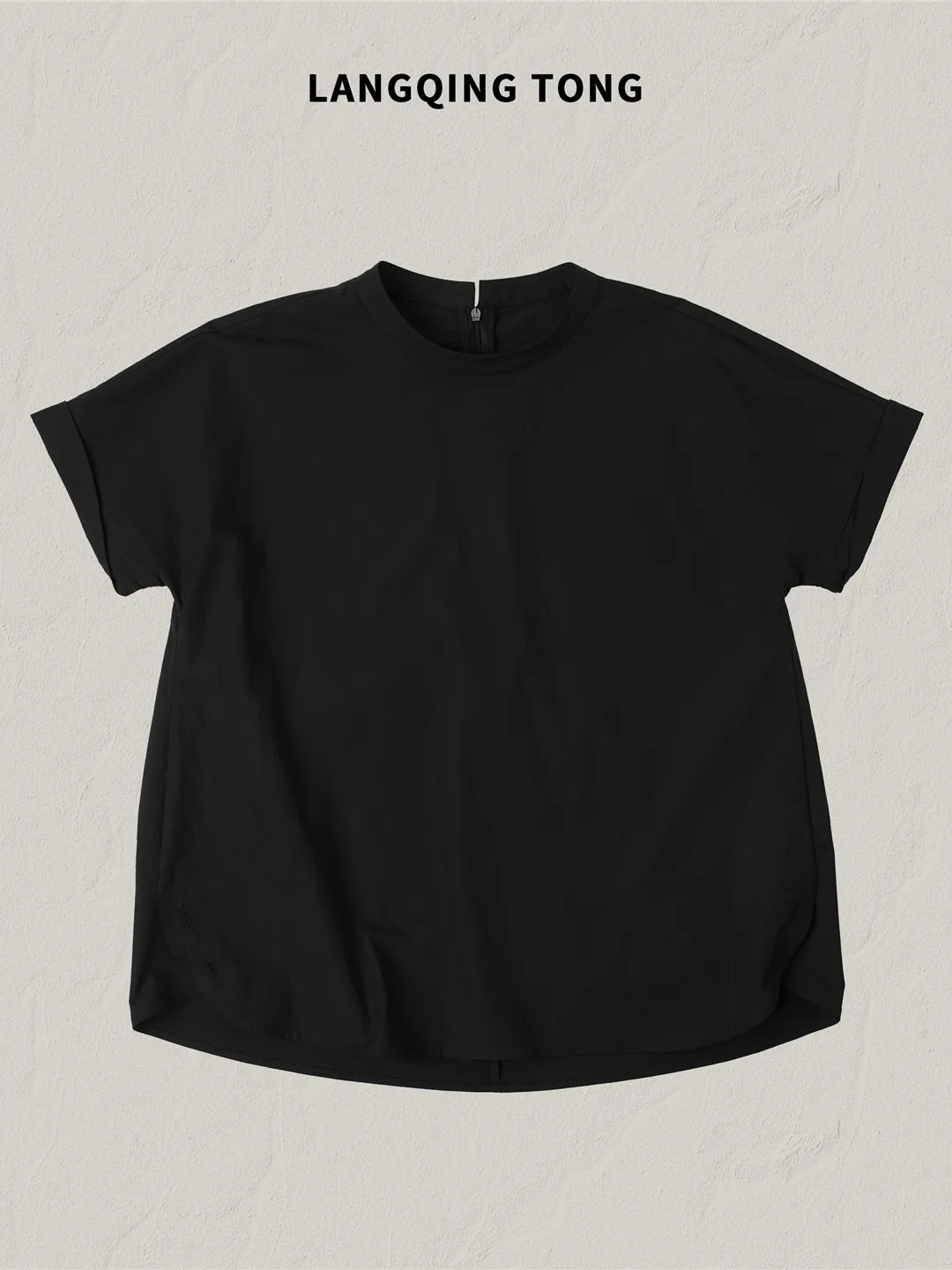 

Slim Fit Pure Cotton Short Sleeve round Neck Shirt Women's Comfortable Breathable Summer Top Casual Simple Style Black