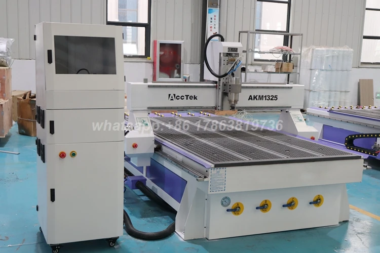 AccTek-máquina enrutadora CNC de madera 3D, maquinaria de carpintería 1325, para puerta de muebles de armario, 3 ejes, enrutador de corte CNC