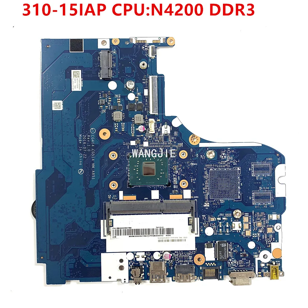 

For Lenovo Ideapad 310-15IAP Laptop Motherboard 80TT CPU:N4200 DDR3 CG414/CG514 NM-A851 FRU:5B20M52756 5B20M52758 100% Working