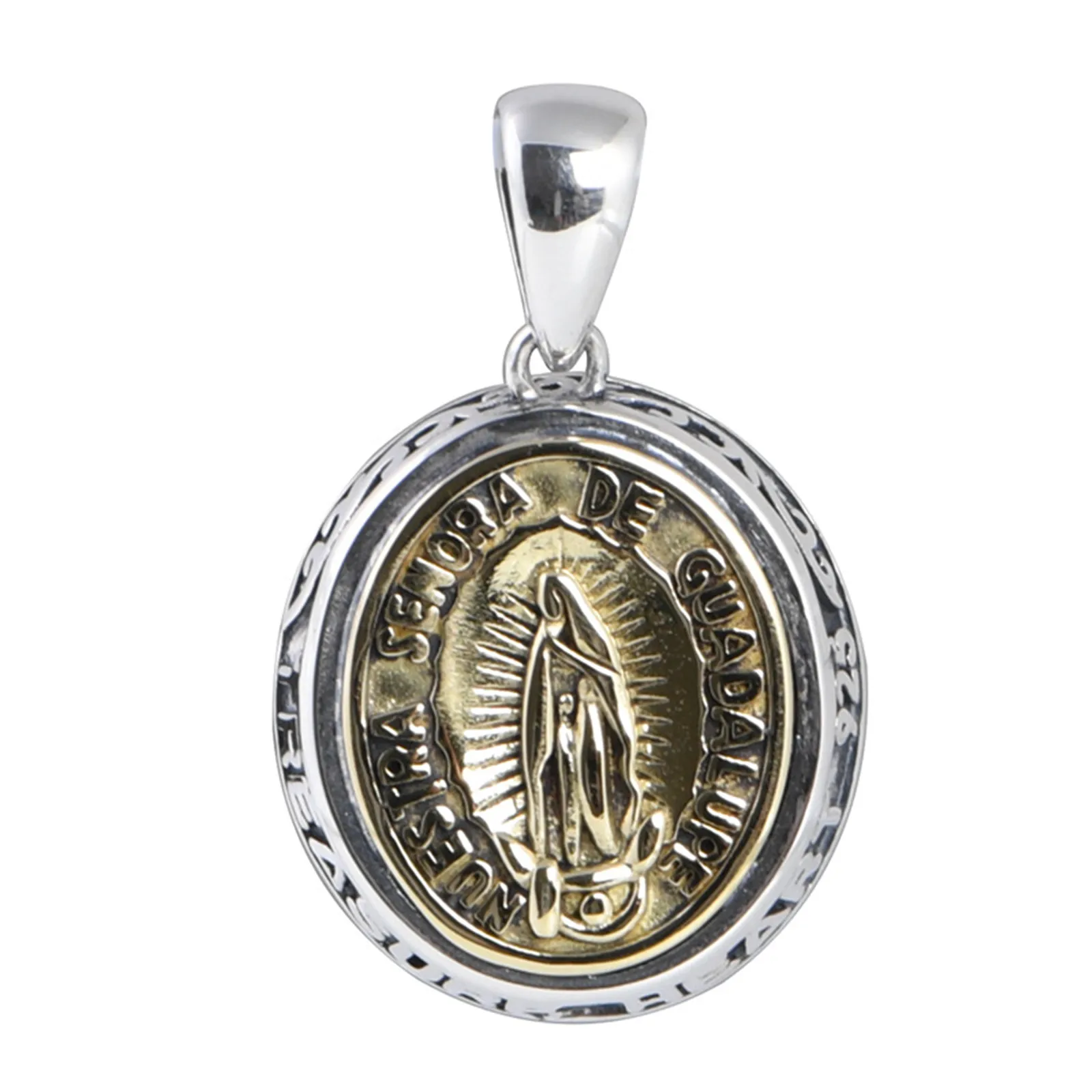 

Virgin of Guadalupe Silver 925 Sterling Pendant Necklace for Men Women Mexico Catholic Religious Jewelry Medal