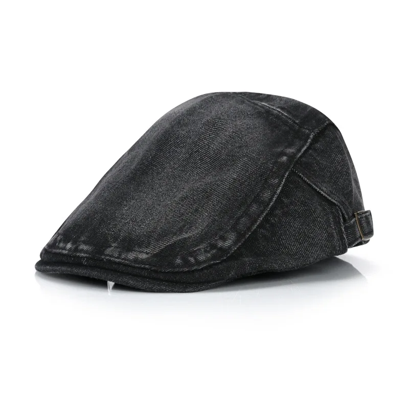 Classis Denim Cotton Berets For Women And Men Cabbie Flat  Hats Autumn Flat Peaked Cap Solid Color Newsboy Painter Beret Hat