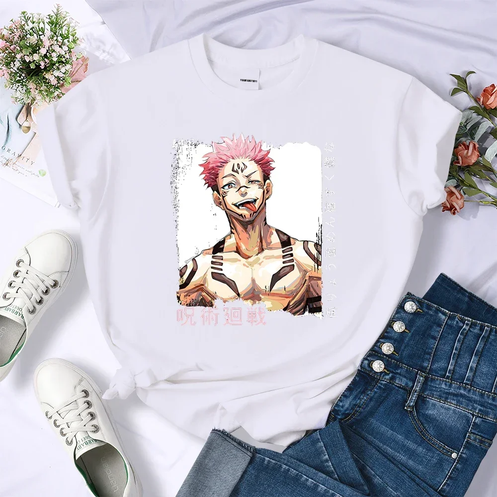 Anime Jujutsu Kaisen Ryomen Sukuna Womens T-Shirt Breathable Casual T Shirts Summer Soft Crop Top Street Hip Hop Short Sleeve