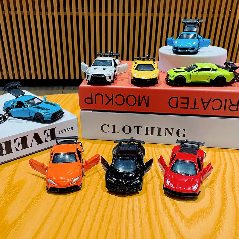 

Cartoon simulation mini sports car, Huili car keychain pendant, car key chain, bag hanging decoration, birthday small gift