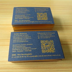 Custom Blue cards Bronzing Gold Edge Business Cards  Gold foil business card, hot stamping logo, 360gsm