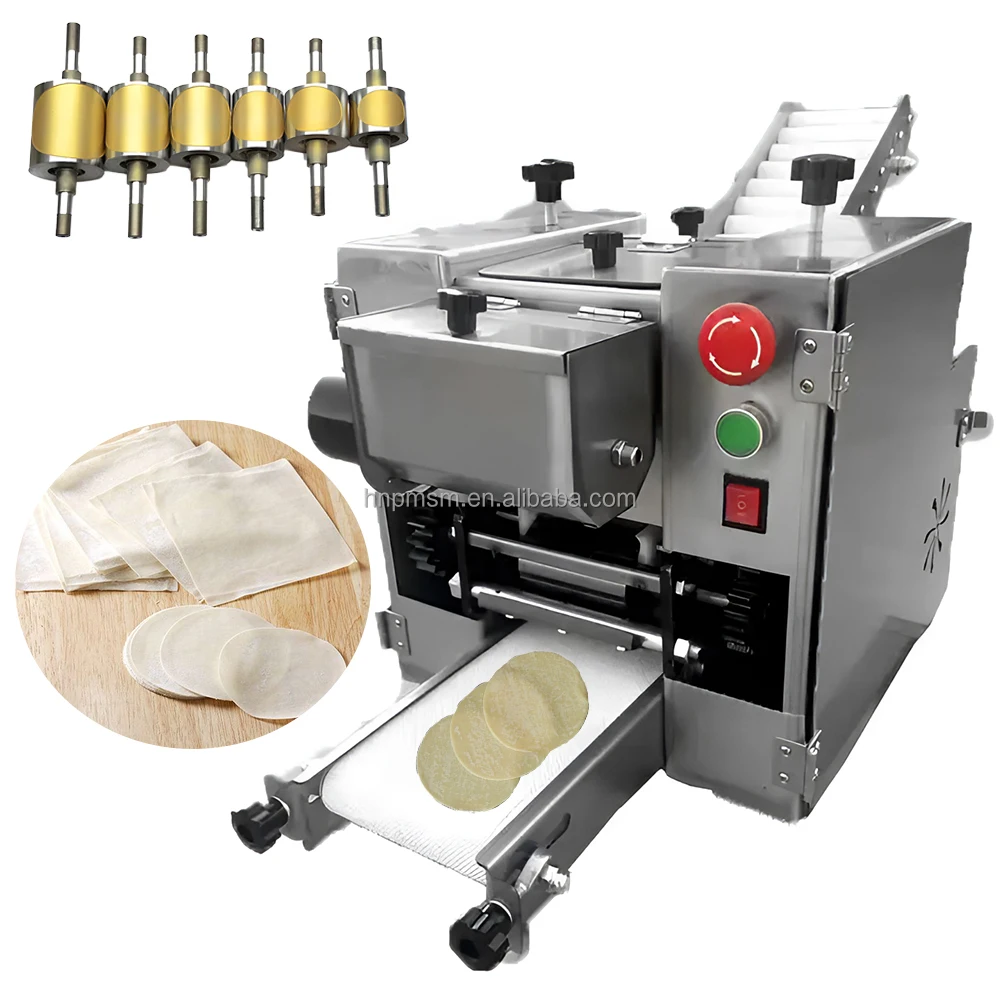Industrial Spring Roll Dough Press and Commercial Dumpling Roller With Automatic Wrapper Making for Momo Empanada Samosa