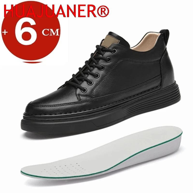 

Large Size Genuine Leather Heightening Shoes Fashion Elevator Snekaers Height Increase Footwear Men 6CM Casual Lift Sport Shoes