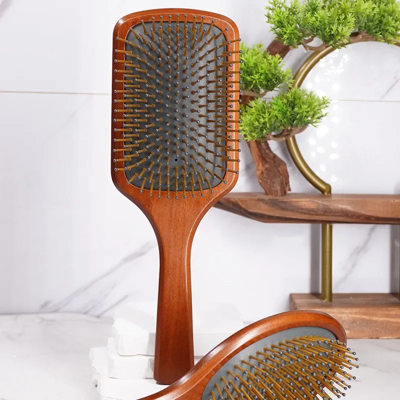 Wood Comb Healthy Paddle Cushion Hair Loss Massage Brush Hair Brushes Combs Scalp Professional Bamboo Comb Hair Care Healthy 1PC