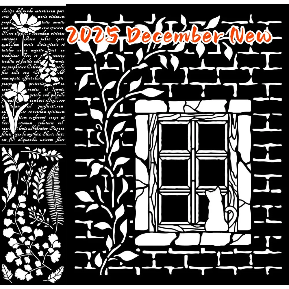 

Stencils Pattern Graffiti Drawing Tool Spray Painting Template DIY Window Scrapbooking Decoration 2026 Cats and Mushrooms Window