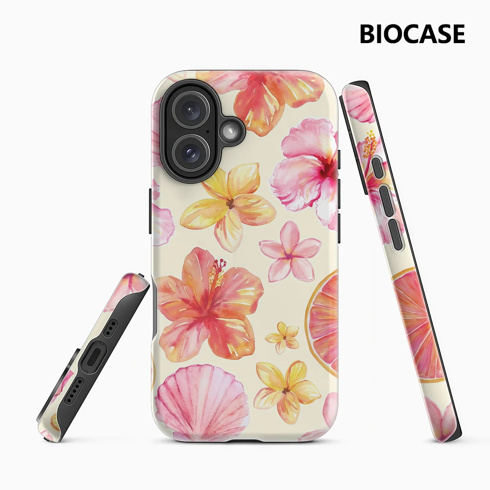 Tropical Hibiscus Shell Citrus IPhone 17 Must-Haves Handyhülle für IPhone 17 16 15 14 13 12 Pro Max Plus Doppelschichtige Rückseite
