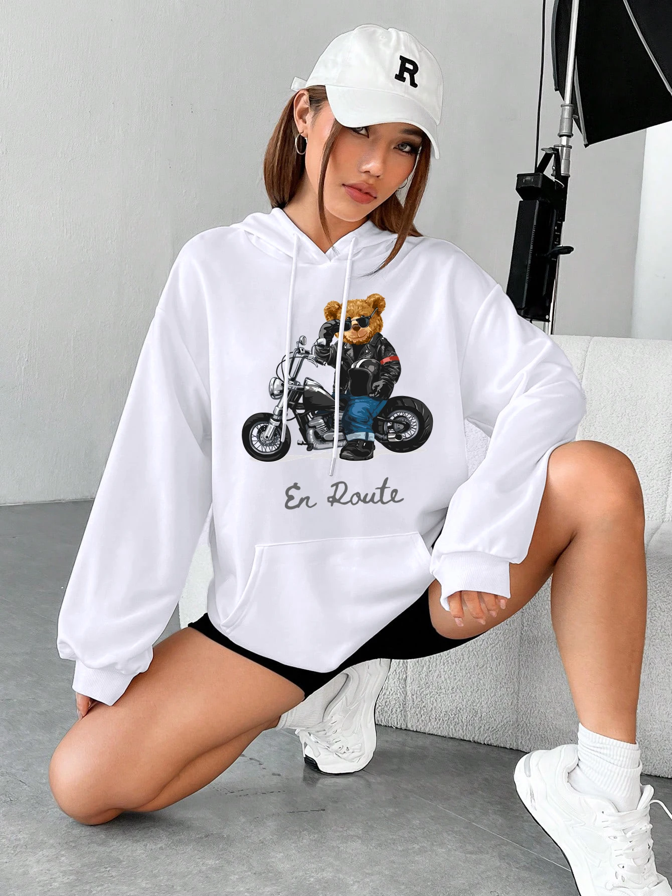 Teddy Bear Motorcycle Suit For Travel Woman Hooded Autumn High Quality Sweatshirts Simple Casual Tops Fashion Loose Hoody Womens