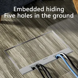 130mm*200mm Stainless Steel Pure Flat Floor Embedded Hidden Socket US EU FR UN Usb Socket Thinly Inserts Invisible Socket