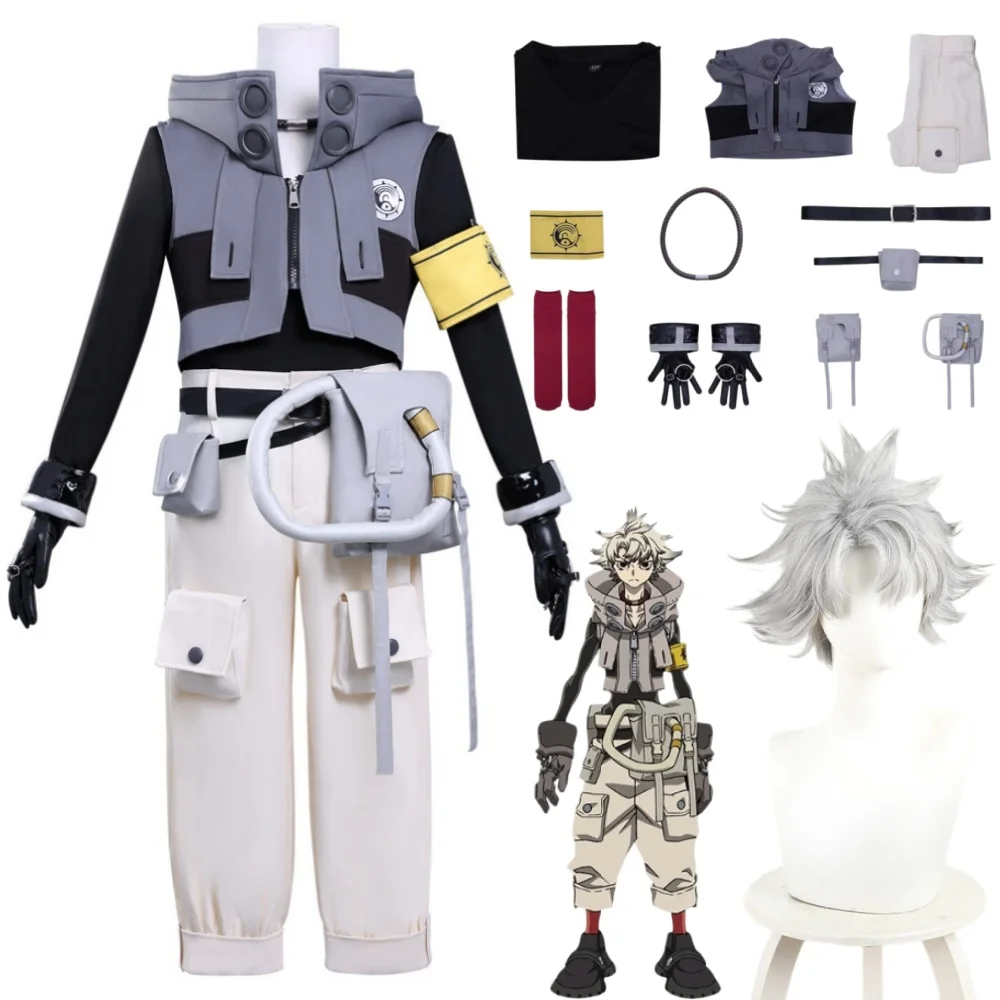 

AKUTA Rudo Cosplay Costume GACHIAKUTA Rudo Top Pants Gloves Waist Bag Wig Suits Anime Clothes For Comic Cn