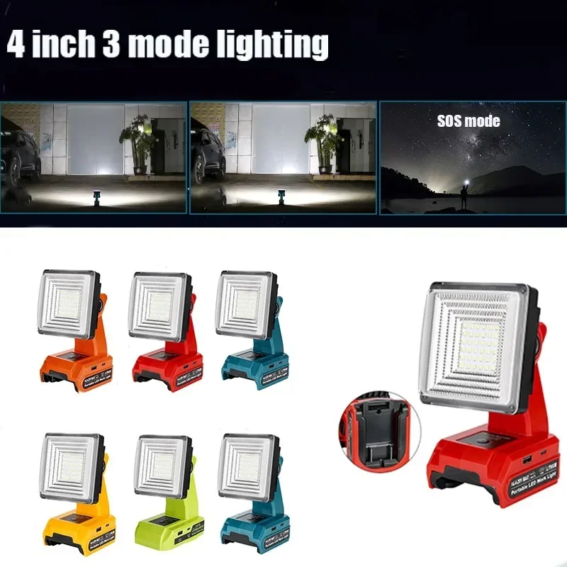 25W LED work light 3Modes 25w for Makita/Bosch/Dewalt/Milwaukee/Ryobi/Black&Decker/Craftsmansuitable for construction sites