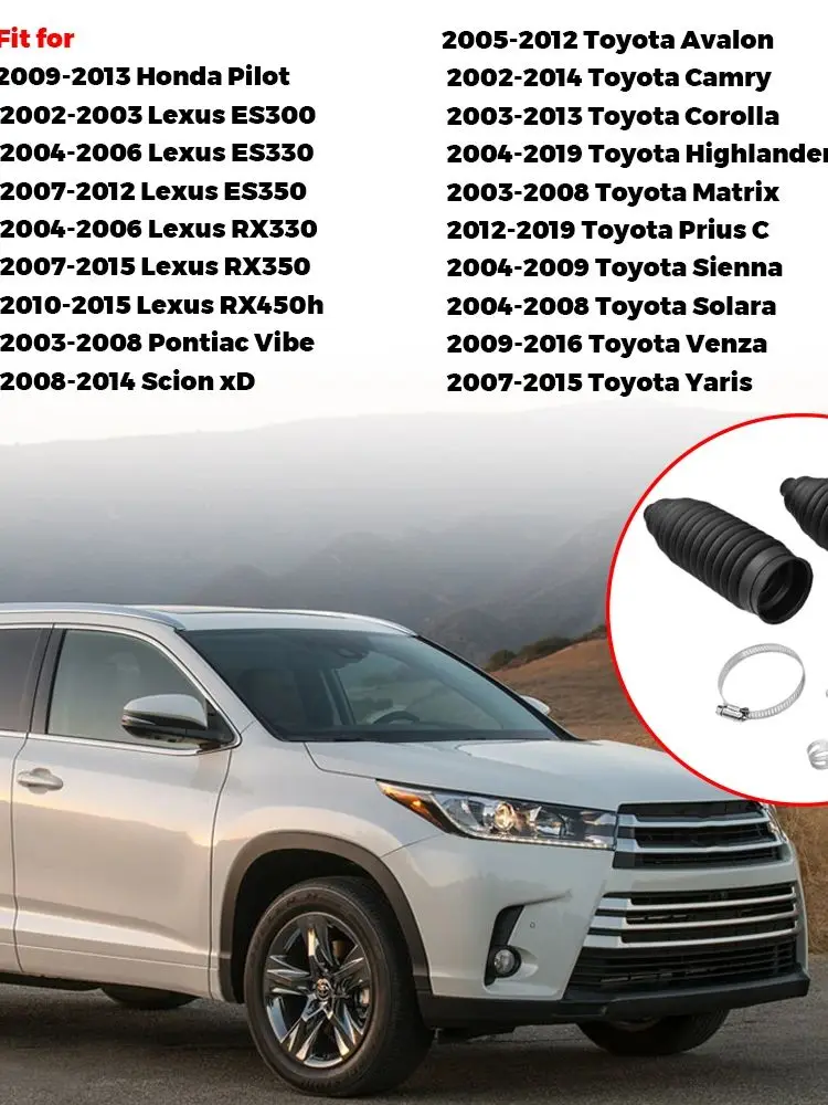 Crémaillère de direction et pignon en Silicone, 2 pièces, botte à soufflet pour Honda Pilot Toyota Avalon Camry-LH & RH, bottes de biellette de direction