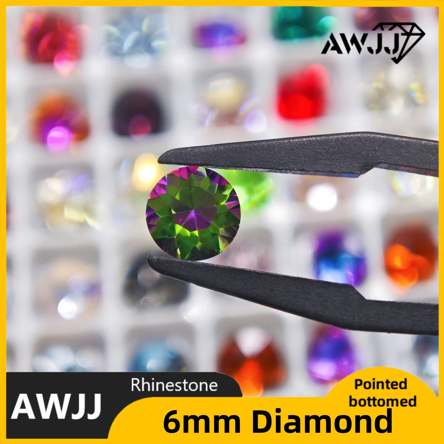 6mm Diamond-Shaped Crystal 33Cuts facets Pointed bottomed Decoration Gems Used for earrings necklaces Nail Jewelry accessory