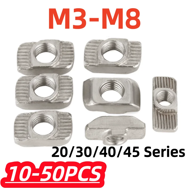 M3-M8 T-nut Hammer Head For 20/30/40/45 Series Aluminium Profile Support T Nut Connector Nickel Plated Carbon Steel Customize