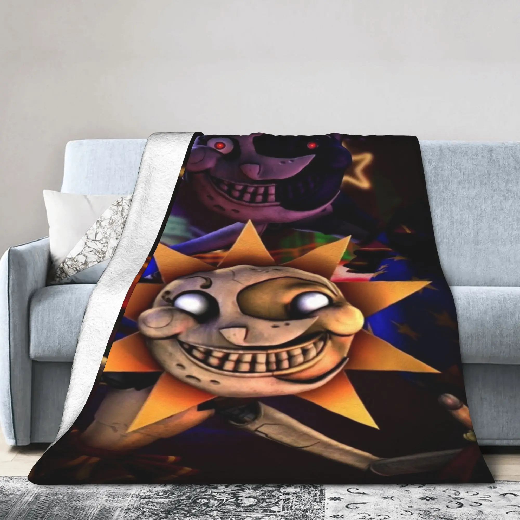 Funny Sundrop And Moondrop fnaf Blanket Lightweight Thin Flannel  Comfortable Throw Blanket Machine Washable