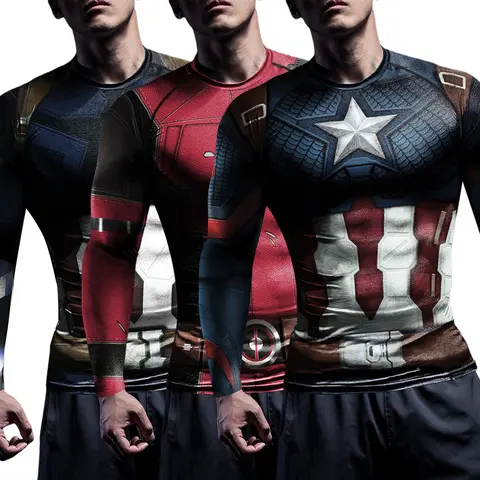 NADANBAO Cosplay Deadpool Compression Shirts Men Running Workout Long Sleeve Fitness Top Elastic Fitness Sportwear Shirts