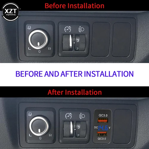 Imagen 2 del producto Cargadores USB de 12V-24V para Toyota, adaptador de corriente, enchufe QC 3,0, indicador LED, voltímetro de carga para teléfono móvil, accesorios de prueba para coche