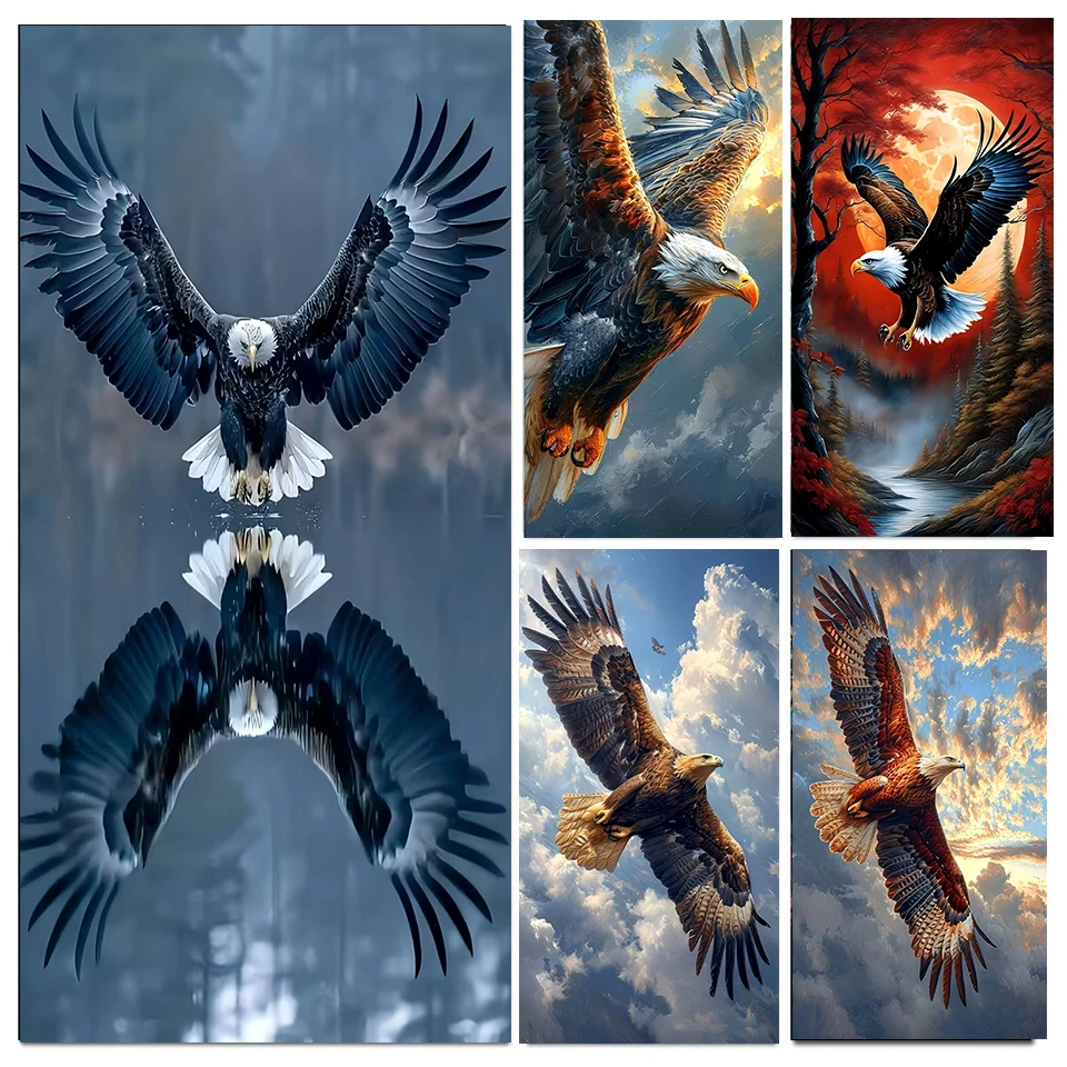

Diamond Painting Eagle Cross Stitch Full Square Round Diamond Embroidery New Arrival Drill Mosaic Animal Wall Art