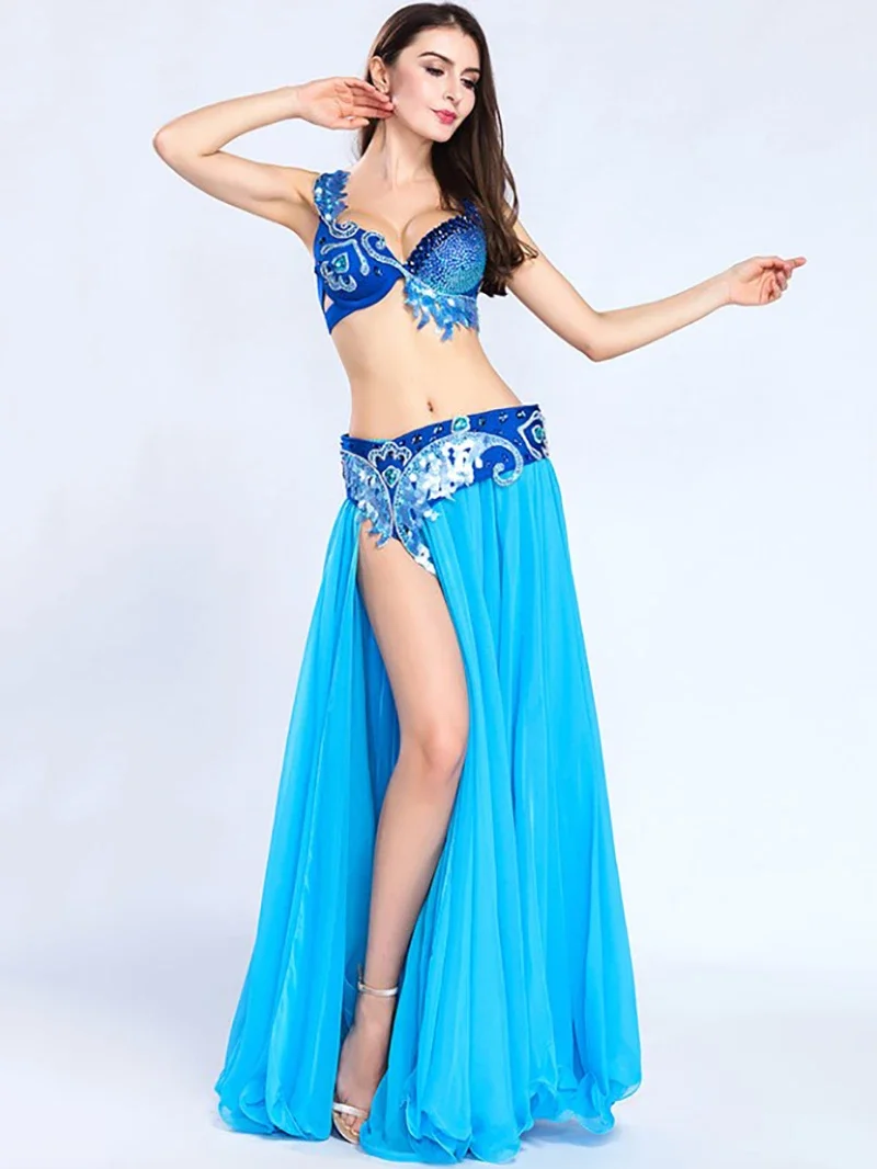 Adult Women Belly Dance Clothing Bra Top Skirt Set Sexy Fairy Costume Clubwear Oriental Dancewear Stage Performance Dance Dress