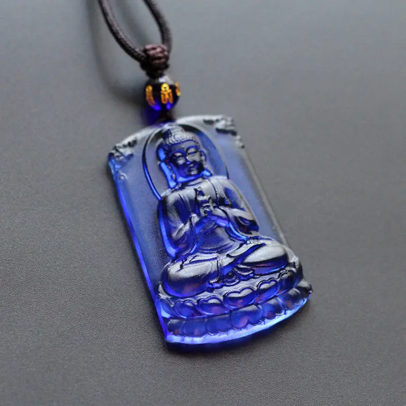 Sakyamuni Buddha Pendant Glazed Portable Buddha Pendant Zodiac Guardian Necklace for Sheep and Monkey Signs Gifts