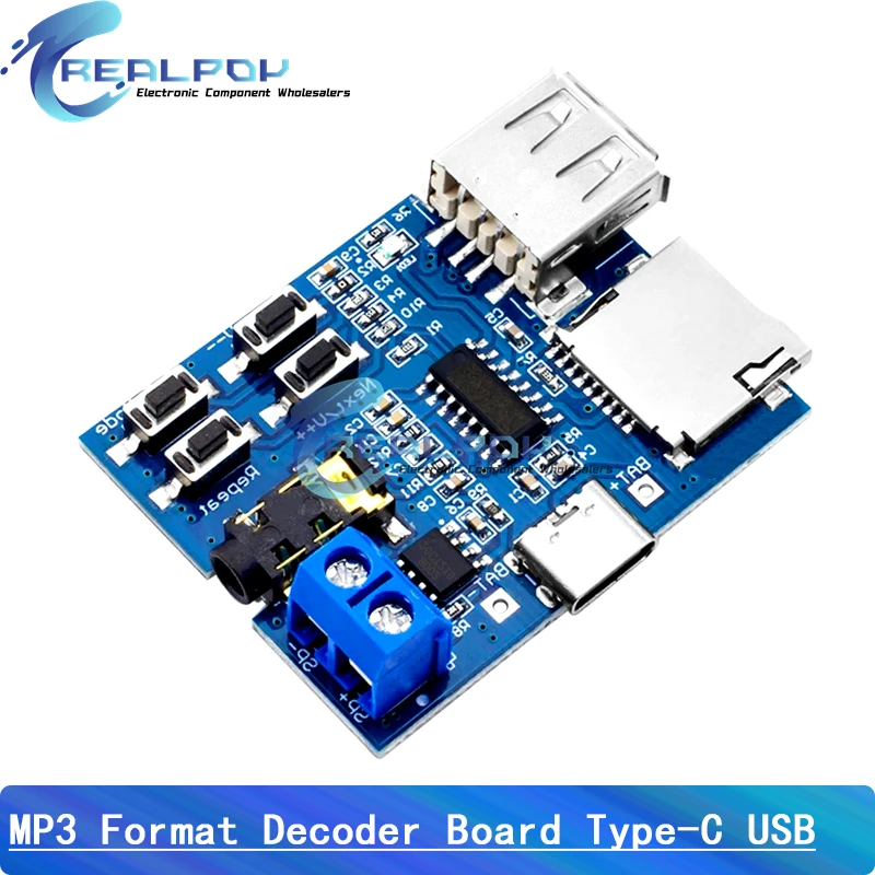 TF card U disk MP3 Amplifier Module Nondestructive Format decoder board Built in amplifier decoding audio Player Micro / Type-C