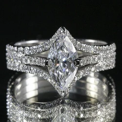 Huitan Trendy Luxury Marquise Cut Ring Female Bright Zirconia Finger Accessories for Engagement Bridal Wedding Band Jewelry