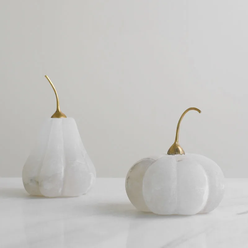 Modern Marble Hand Carved Pumpkin Figurines Creative Abstract Home Decorations Ornaments Married Gifts Cabinet Coffee Desktop