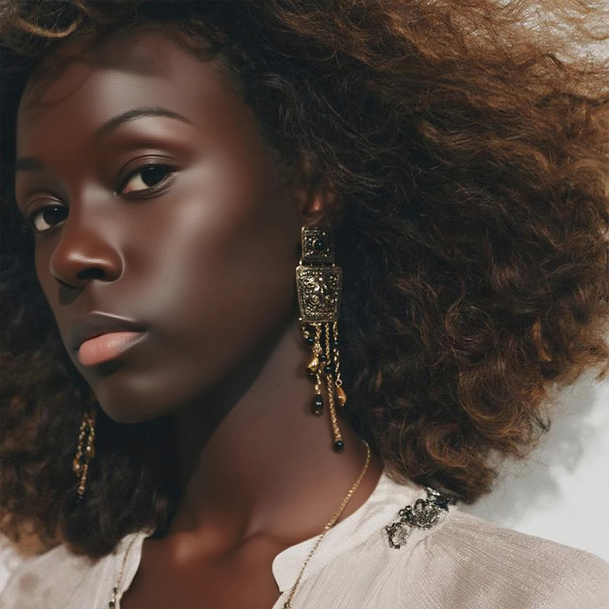 2025 ZAA شخصية مربع الخرز المعدني هامش أقراط للنساء مجوهرات خمر هدايا مجوهرات حفلة عطلة