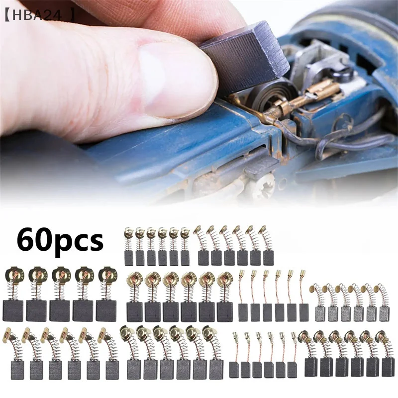 

60Pcs 10 Sizes Carbon Brushes Graphite Carbon Brushes Replacement For Power Tool For Hammer Drills Circular Saws Angle Grinders