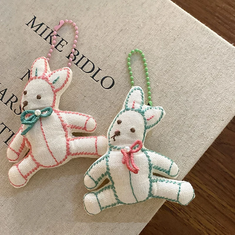 Kawaii брелок с изображением кота, кролика и медведя, мультяшный плюшевый брелок для ключей, милый держатель для ключей, подвесное украшение, подарок на день рождения