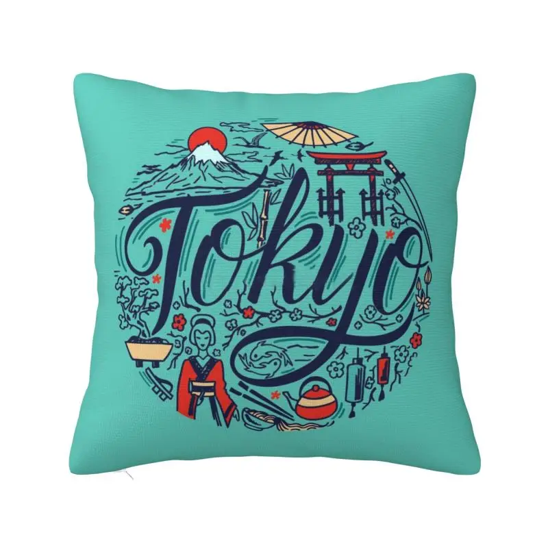 Custom Japanese Tokyo Cushion Cover 3D Printing Square Throw Pillow Case for Sofa Pillowcase Home Decor