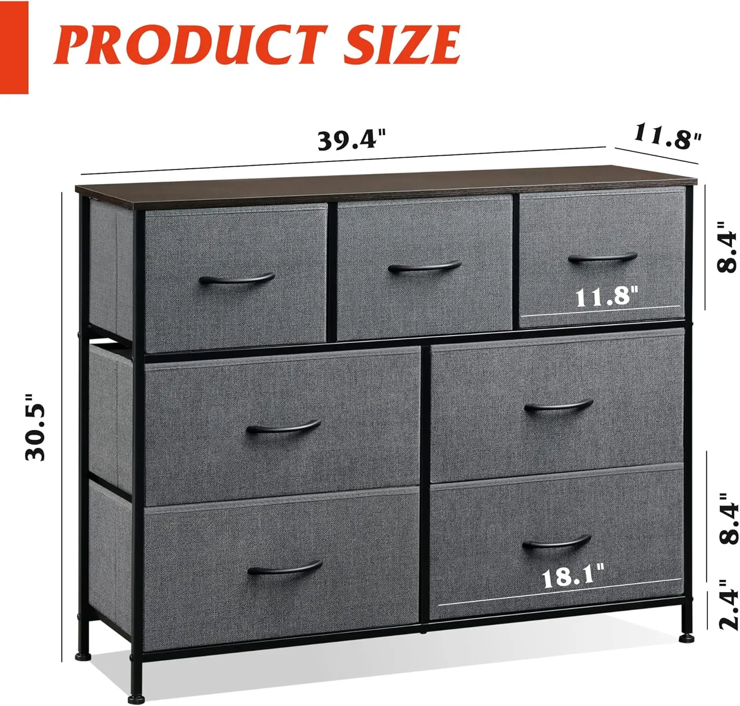 

Dresser Tv Stand, Entertainment Center With Fabric Drawers, Media Console Table With Metal Frame And Wood Top For Tv Up To 45